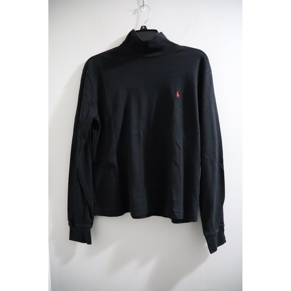 Ralph Lauren Sport Mens Black Cotton‎ Turtleneck Long Sleeve Pony Logo Top L